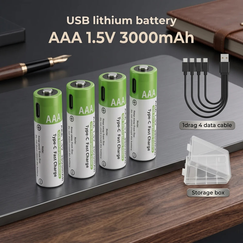 Type-C Rechargeable Lithium Battery Set